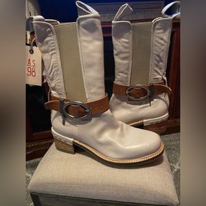 A.S. 98 White Buckle Nayden X Free People Boots